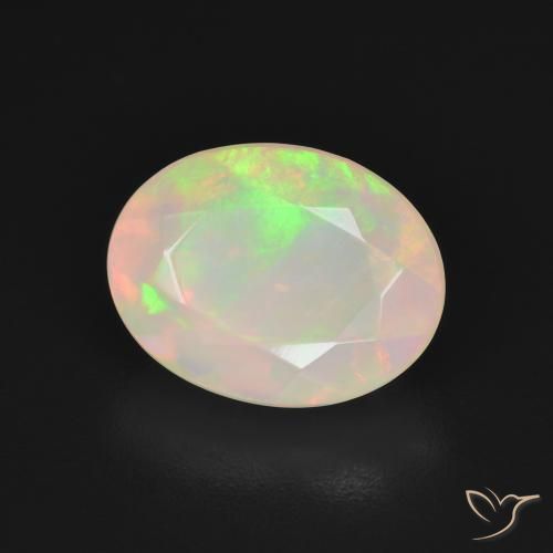 2.42 ct White Opal Stone, Natural Opal in Oval Facet Shape for Sale