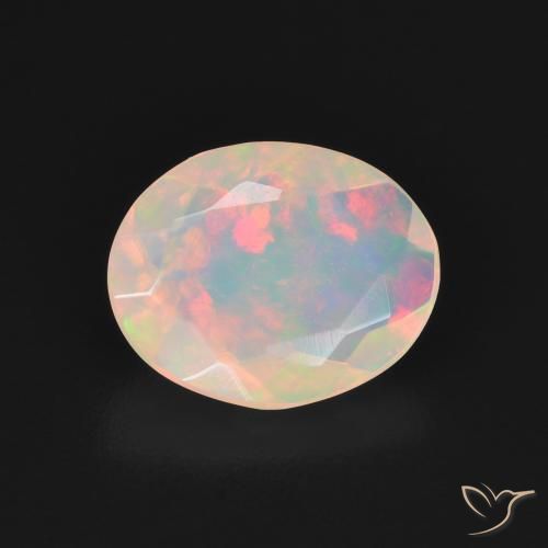 1.32ct Natural Multicolor White Opal, Oval, Transparent