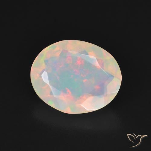 1.32 ct White Opal Stone, Natural Opal in Oval Facet Shape for Sale