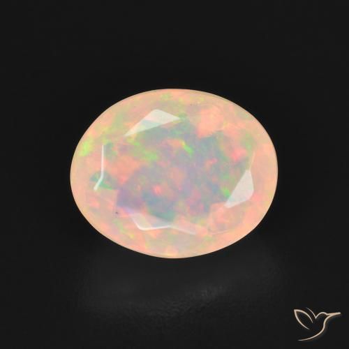 1.54ct Natural Multicolor White Opal, Oval, Transparent