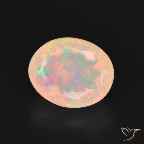 1.54 ct White Opal Stone, Natural Opal in Oval Facet Shape for Sale