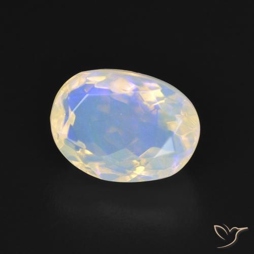 2.35 ct White Opal Stone, Natural Opal in Oval Facet Shape for Sale