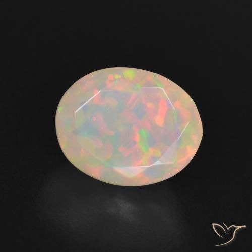 1.59 ct Multicolor Opal Stone, Natural Opal in Oval Facet Shape for Sale