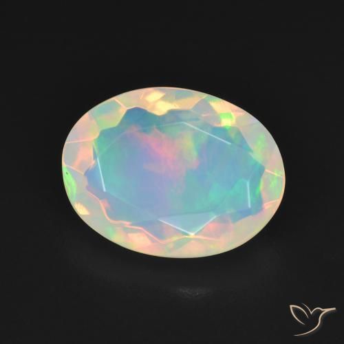 2.82 ct Multicolor Opal Stone, Natural Opal in Oval Facet Shape for Sale
