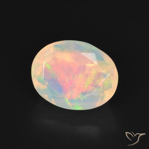 1.29 ct Multicolor Opal Stone, Natural Opal in Oval Facet Shape for Sale