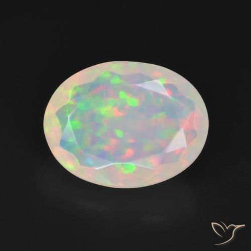 2.96ct Natural Multicolor White Opal, Oval, Transparent