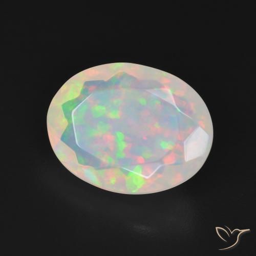 2.96 ct White Opal Stone, Natural Opal in Oval Facet Shape for Sale