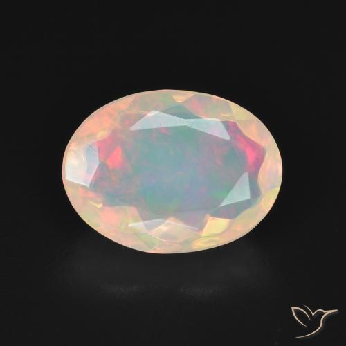 2.20ct Natural Multicolor White Opal, Oval, Transparent