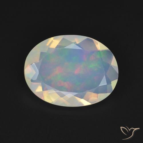 2.21ct Natural Multicolor White Opal, Oval, Transparent