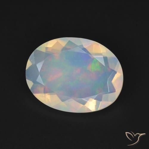 2.21 ct White Opal Stone, Natural Opal in Oval Facet Shape for Sale