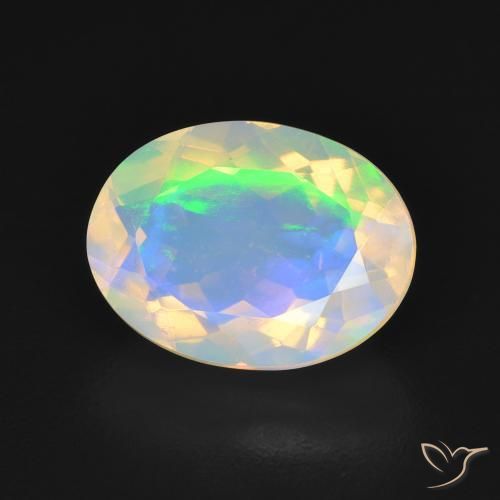2.17 ct White Opal Stone, Natural Opal in Oval Facet Shape for Sale