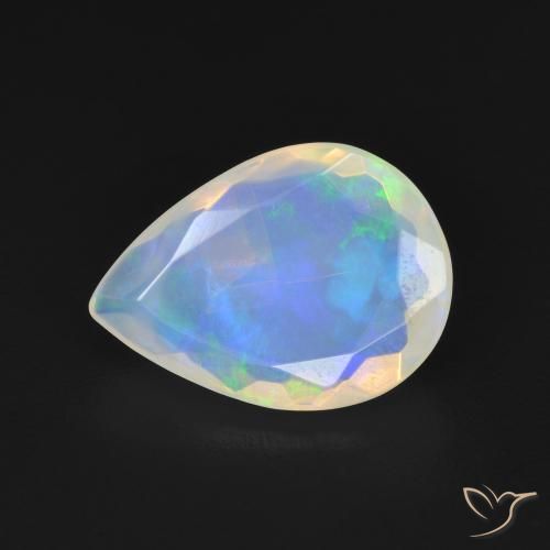 1.93ct Natural Bluish White Opal, Pear Shape, Transparent