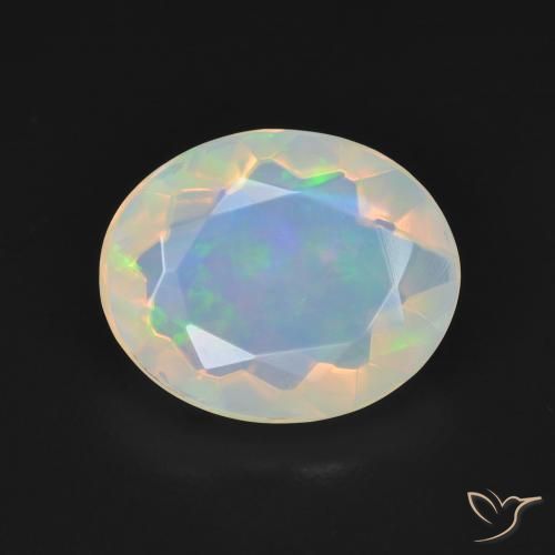 2.42ct Natural Multicolor White Opal, Oval, Transparent