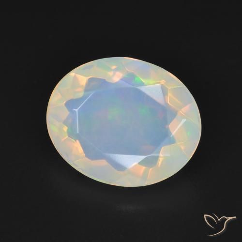 2.42 ct White Opal Stone, Natural Opal in Oval Facet Shape for Sale