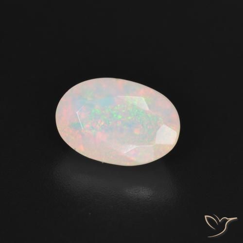 1.51 ct White Opal Stone, Natural Opal in Oval Facet Shape for Sale