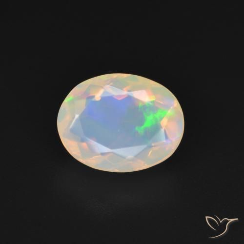 1.75ct Natural Multicolor White Opal, Oval, Transparent