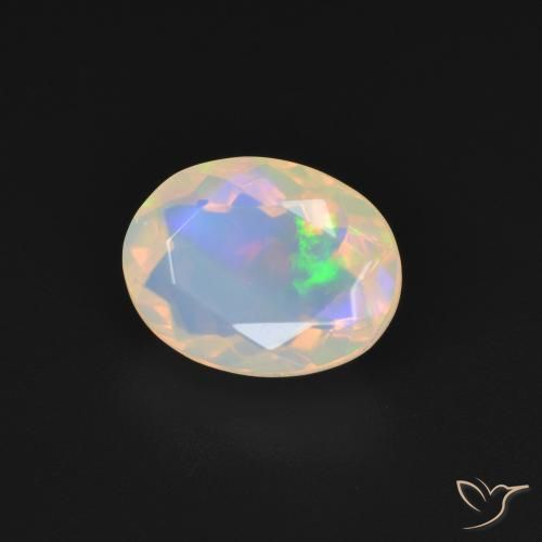 1.75 ct White Opal Stone, Natural Opal in Oval Facet Shape for Sale