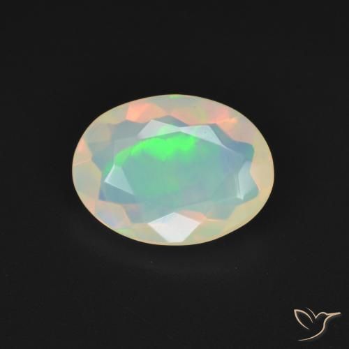 1.69ct Natural Multicolor White Opal, Oval, Transparent