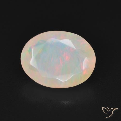 1.19 ct Multicolor Opal Stone, Natural Opal in Oval Facet Shape for Sale