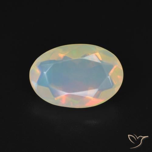 1.18ct Natural Multicolor White Opal, Oval, Transparent
