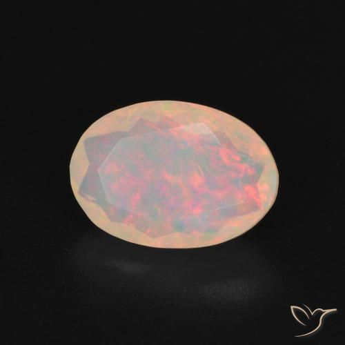 1.25 ct Multicolor Opal Stone, Natural Opal in Oval Facet Shape for Sale