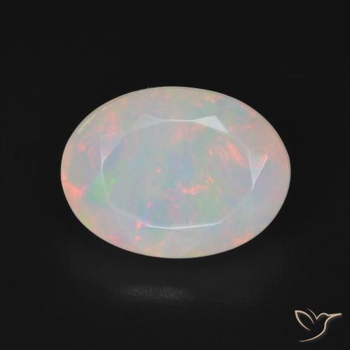 2.96ct Natural Multicolor White Opal, Oval, Translucent