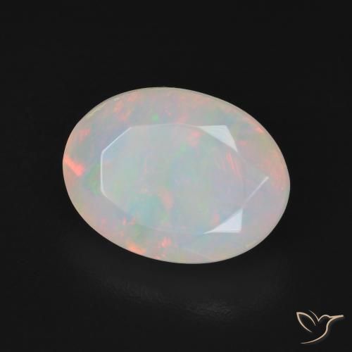 2.96 ct White Opal Stone, Natural Opal in Oval Facet Shape for Sale