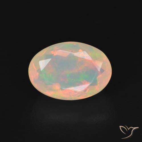 1.71ct Natural Multicolor White Opal, Oval, Transparent