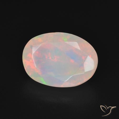 2.07 ct White Opal Stone, Natural Opal in Oval Facet Shape for Sale