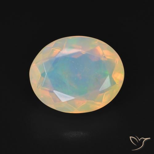 2.18 ct White Opal Gemstone, Opal Gem in Oval Facet Shape for Sale.