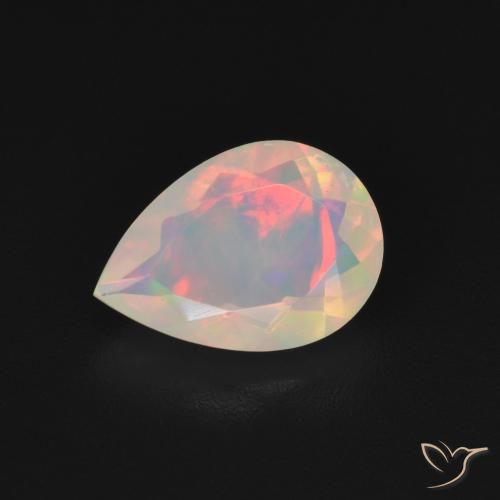 1.23 ct Multicolor Opal Gemstone, Opal Gem in Pear Facet Shape for Sale.