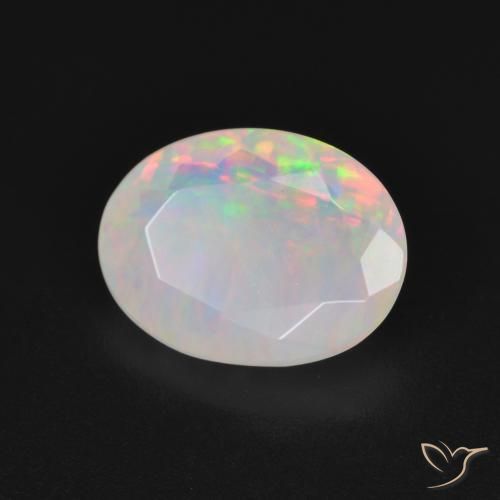 1.84 ct Multicolor Opal Stone, Natural Opal in Oval Facet Shape for Sale
