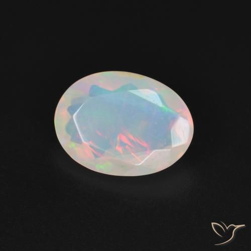 1.21 ct Multicolor Opal Stone, Natural Opal in Oval Facet Shape for Sale