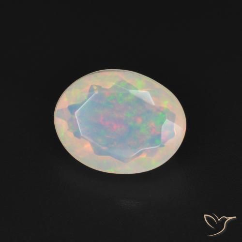 1.27 ct Multicolor Opal Stone, Natural Opal in Oval Facet Shape for Sale
