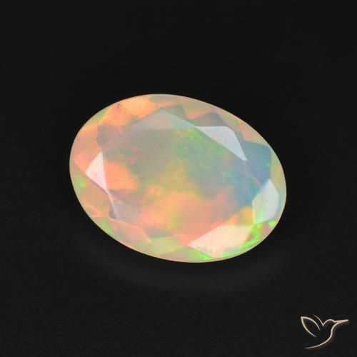 1.52 ct Multicolor Opal Stone, Natural Opal in Oval Facet Shape for Sale