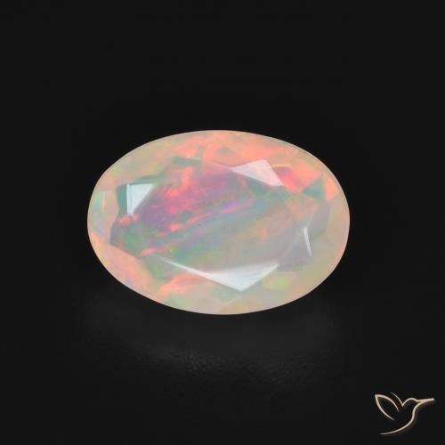 1.54 ct Multicolor Opal Gemstone, Opal Gem in Oval Facet Shape for Sale.