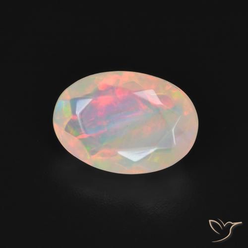 1.54 ct Multicolor Opal Stone, Natural Opal in Oval Facet Shape for Sale