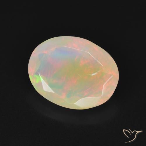 1.57 ct Multicolor Opal Stone, Natural Opal in Oval Facet Shape for Sale