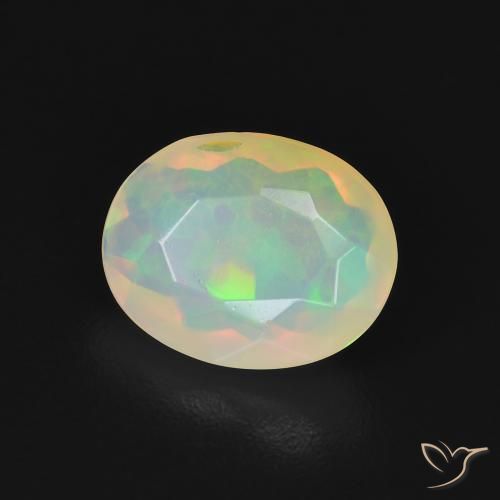 1.05 ct Multicolor Opal Stone, Natural Opal in Oval Facet Shape for Sale