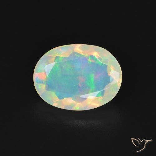 0.99 ct Multicolor Opal Gemstone, Opal Gem in Oval Facet Shape for Sale.