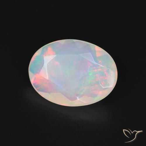 1.55 ct Multicolor Opal Stone, Natural Opal in Oval Facet Shape for Sale