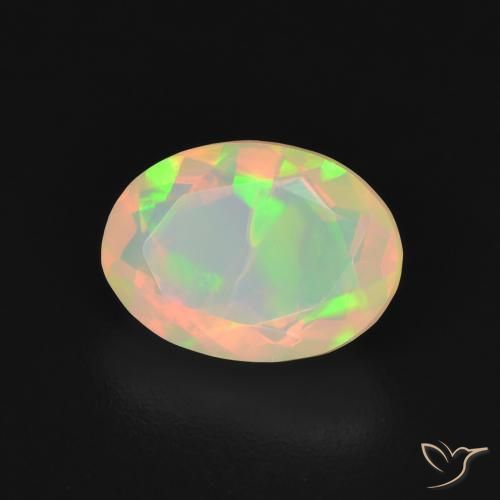 1.29 ct Multicolor Opal Stone, Natural Opal in Oval Facet Shape for Sale