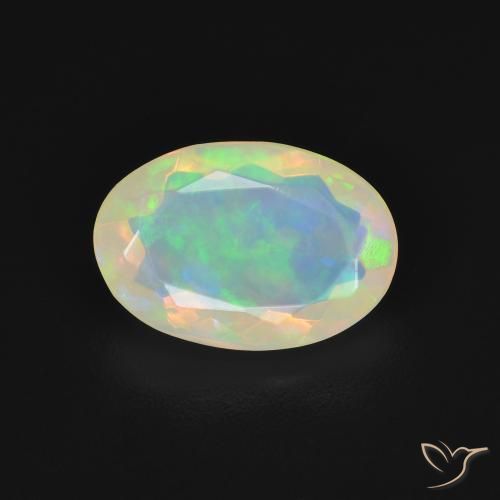 1.58 ct Multicolor Opal Gemstone, Opal Gem in Oval Facet Shape for Sale.