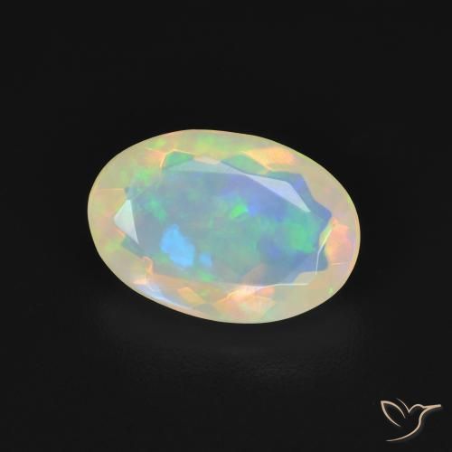 1.58 ct Multicolor Opal Stone, Natural Opal in Oval Facet Shape for Sale