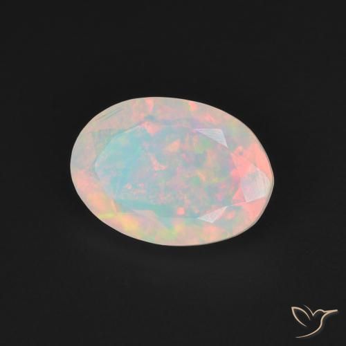 1.28 ct Multicolor Opal Stone, Natural Opal in Oval Facet Shape for Sale