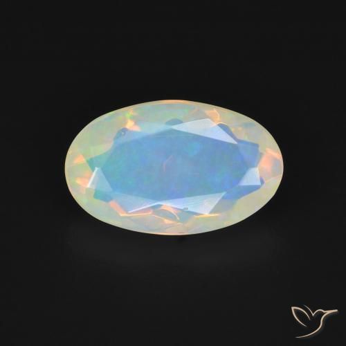 1.42 ct Multicolor Opal Gemstone, Opal Gem in Oval Facet Shape for Sale.