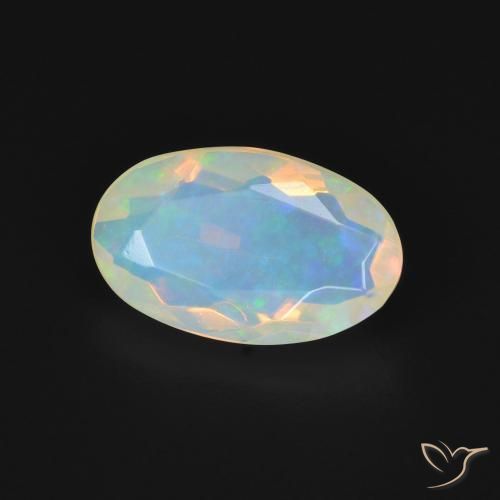1.42 ct Multicolor Opal Stone, Natural Opal in Oval Facet Shape for Sale