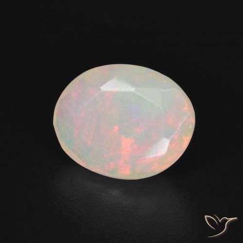 0.98 ct Multicolor Opal Stone, Natural Opal in Oval Facet Shape for Sale