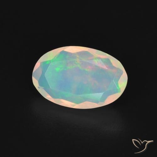 0.94 ct Multicolor Opal Stone, Natural Opal in Oval Facet Shape for Sale