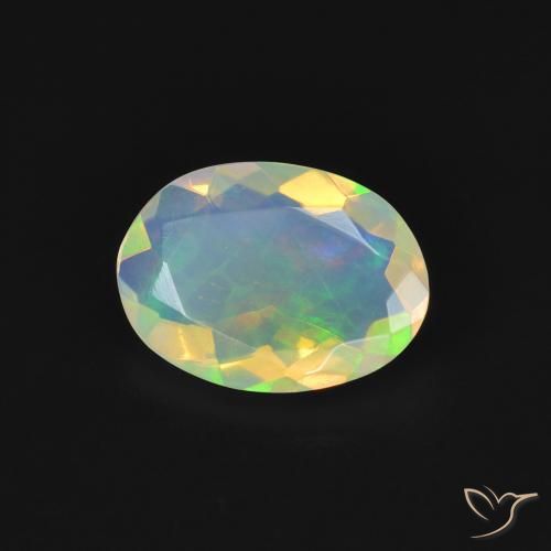 0.84 ct Multicolor Opal Stone, Natural Opal in Oval Facet Shape for Sale